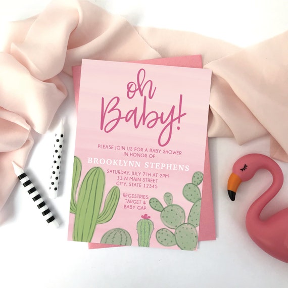 cactus baby shower invitations printable