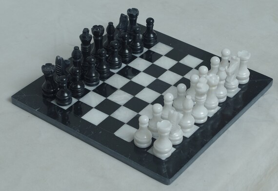 JT Handmade White and Oceanic Marble Chess Set Game Original 12 inches 