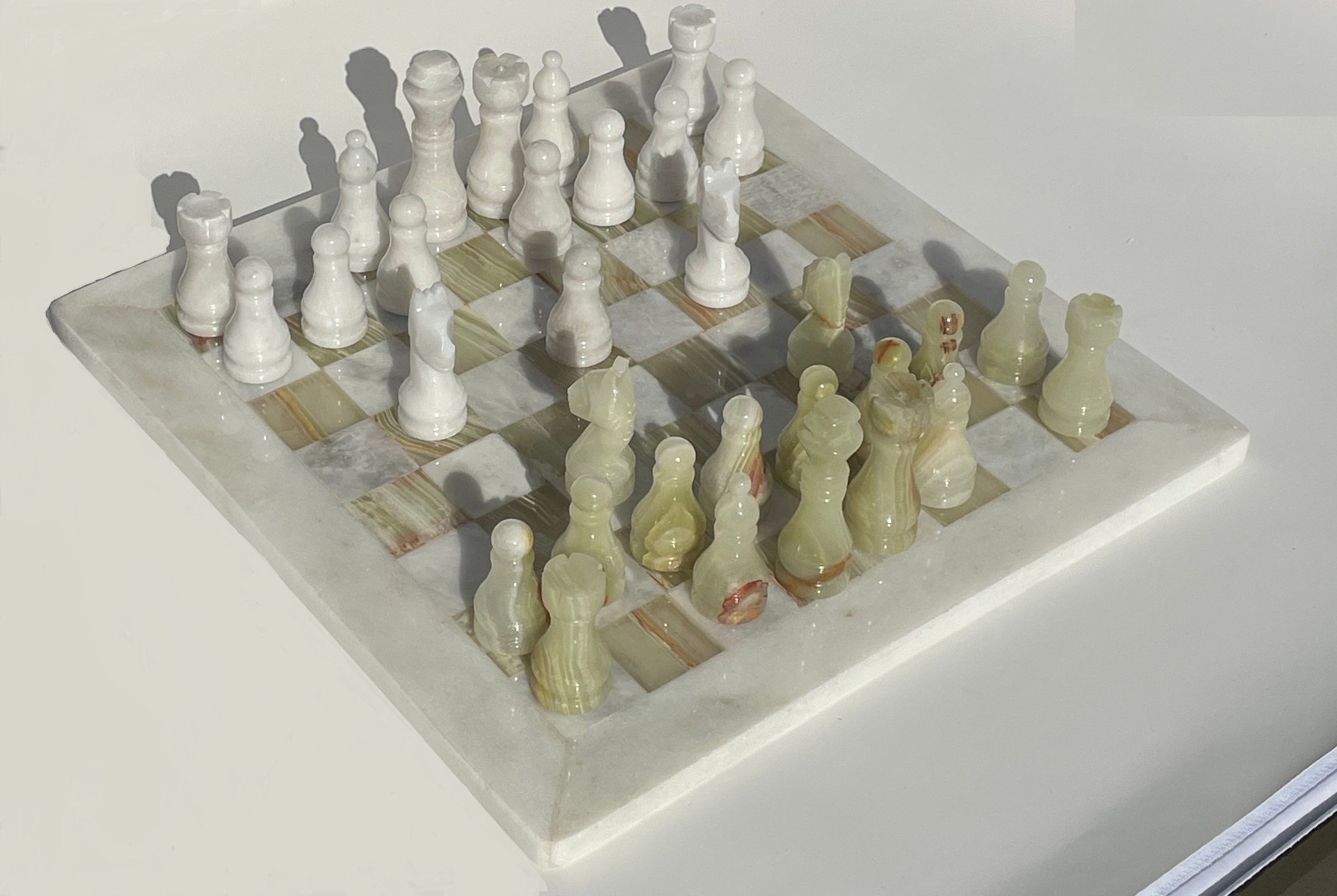 UMAID Handmade Marble Chess Set Game with Luxury Storage Box, Chess Board  12” White & Black Onyx Marble Chess Sets & Marble Chess Pieces, Unique  Chess