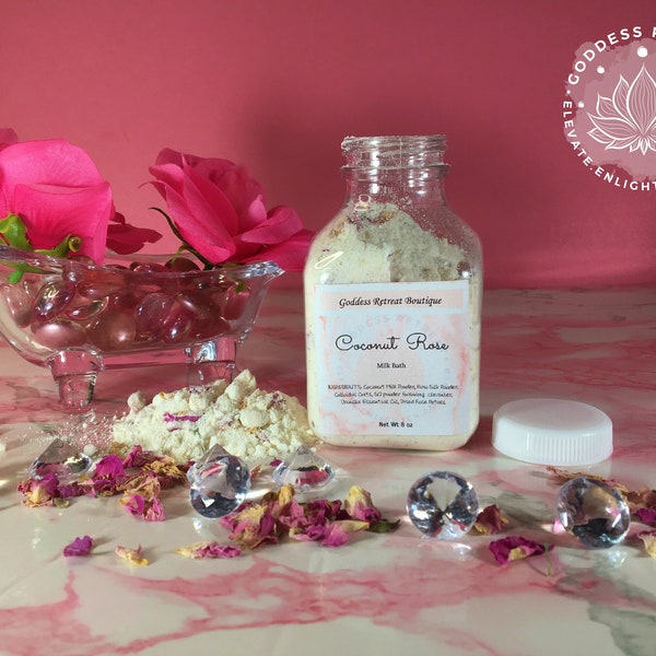 Coconut Rose Milk Foaming Bath Soak ~ Organic Coconut Milk Bath Soak ~ Natural Bath Soak ~ Natural Self Care ~ Coconut Milk Bath Soak