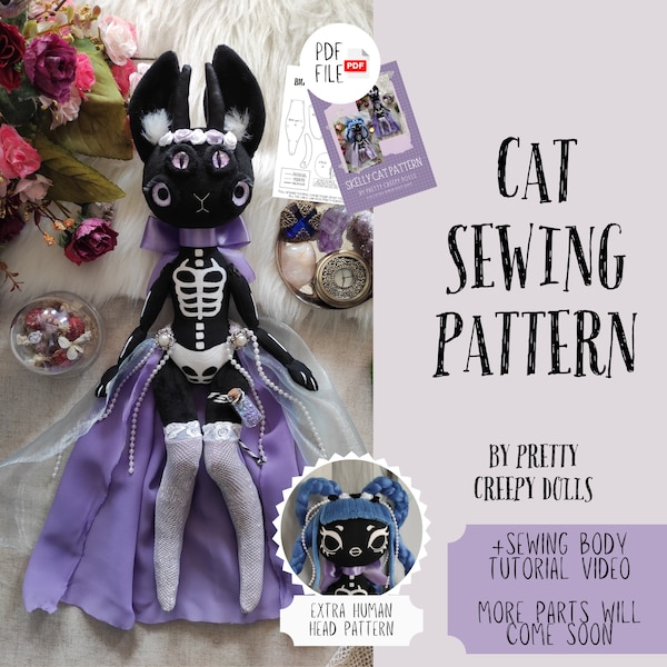 PDF Cat sewing pattern by Pretty Creepy Dolls