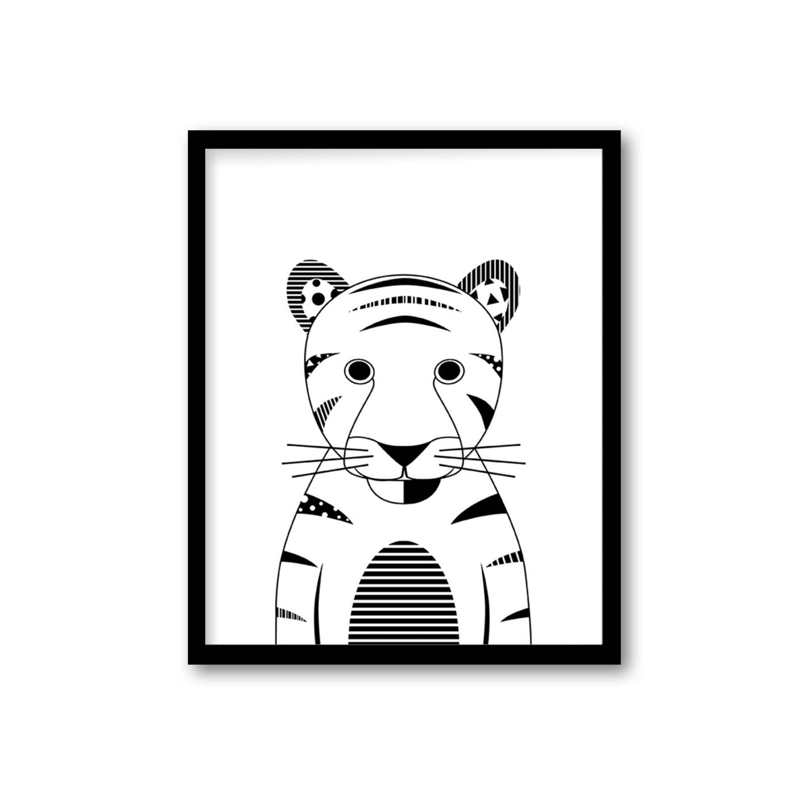 Tiger Wall Art Black and White Nursery Print Jungle Animal Etsy