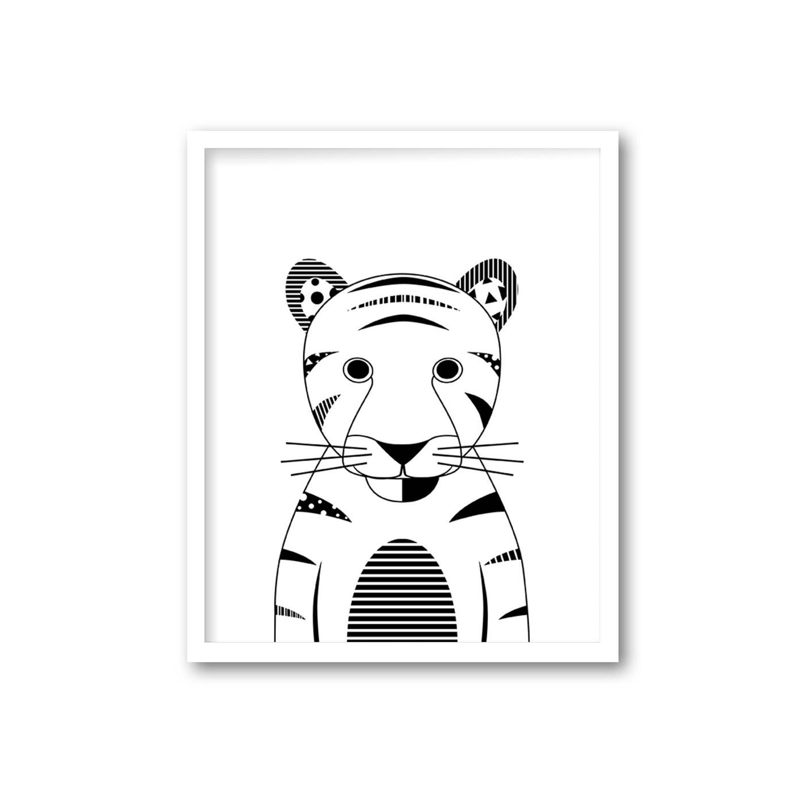 Tiger Wall Art Black and White Nursery Print Jungle Animal Etsy