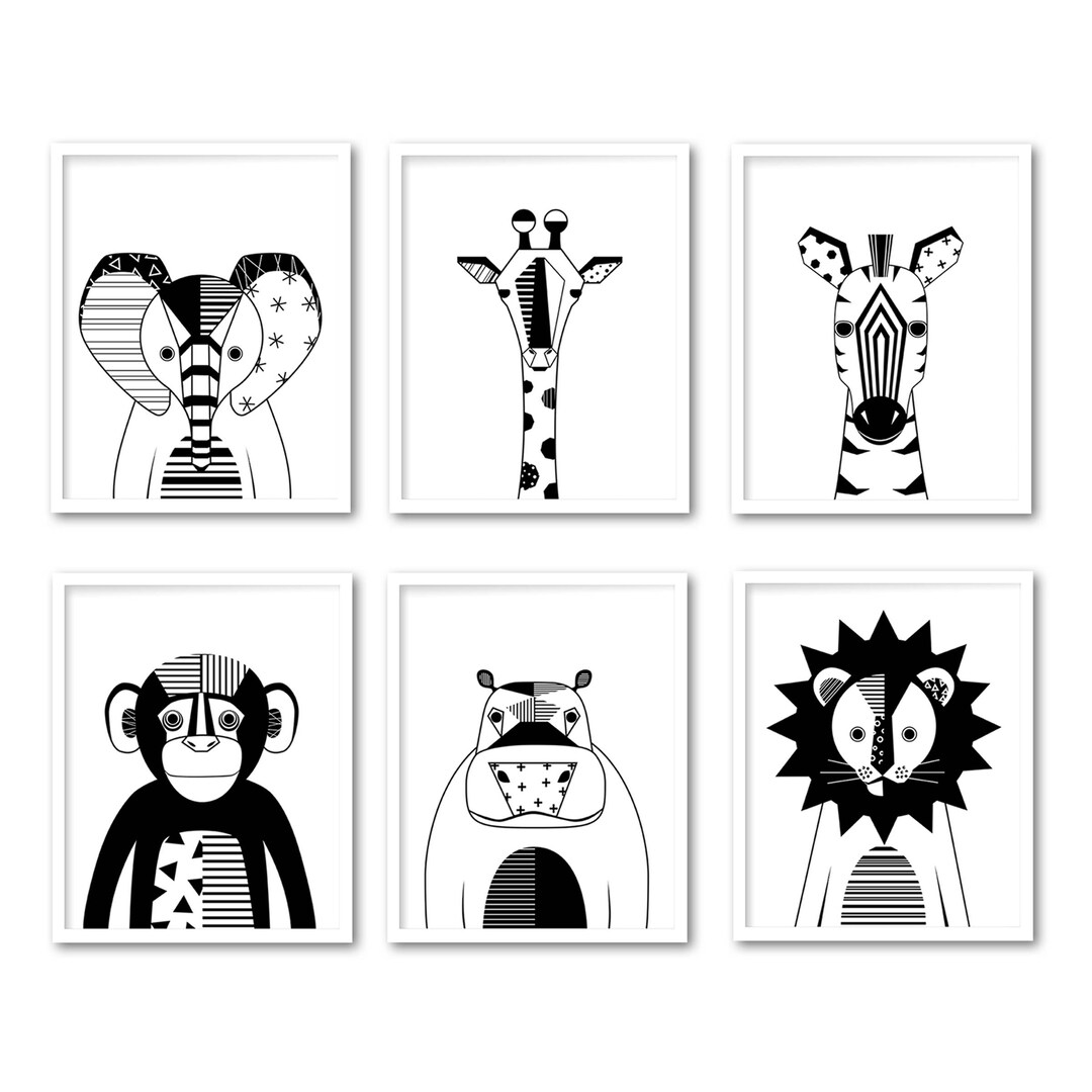 Black and White Nursery Print Set of 6 Nursery Printable Set - Etsy