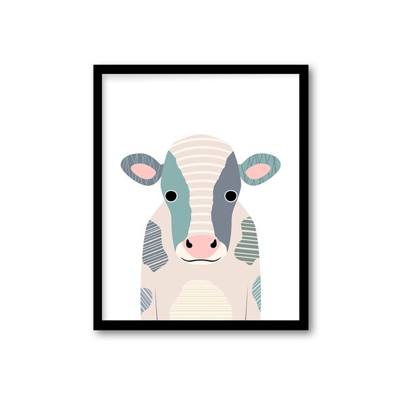 Cow Printable Nursery Decor Cow Print Baby Room Wall Art Etsy