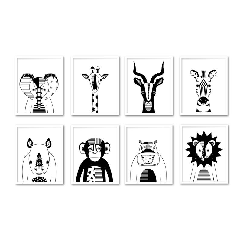 Safari Nursery Decor Black and White Safari Animal Prints Etsy Israel