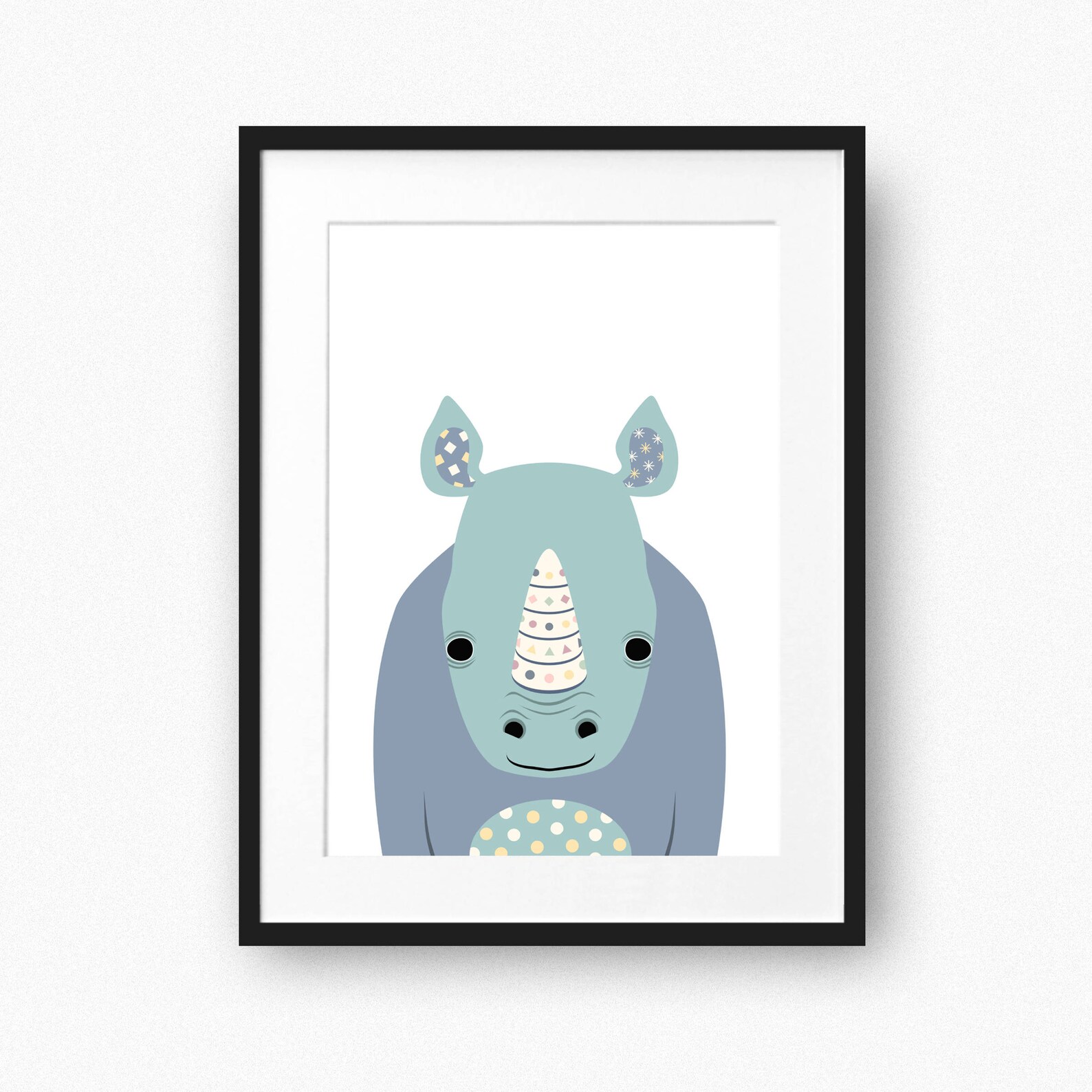 Rhino Print Nursery Rhinoceros Wall Art Zoo Animal Baby Boy Etsy