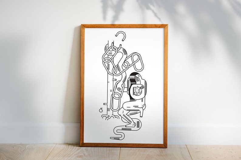 Temptation of Eve part II. Snake and Woman. Original print by Beata Rojek image 3