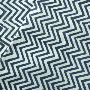 Hand block printed cotton fabric: geometric design | LEHERIA black