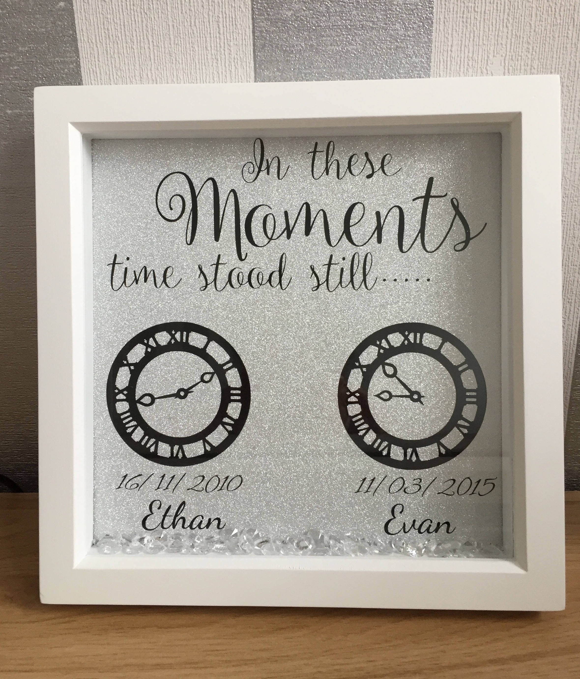 Baby/Childrens Birth Memory Box Frame with times dates and Etsy