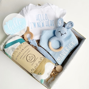 Baby Gift Box, Boy Baby Gift, Baby Shower Gift Basket, Gender Reveal kit, Baby Boy Present, New Baby Gift Set, Newborn Gift box, announce