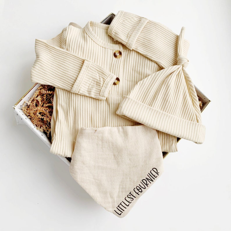 Gender Neutral Baby Gift Box Set, Beige Baby Shower Gift Basket, Unisex ...