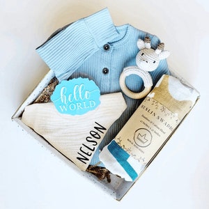 Coffret cadeau bébé, cadeau bébé garçon, panier cadeau baby shower, kit de révélation du sexe, cadeau bébé garçon, coffret cadeau naissance, coffret cadeau nouveau-né, faire-part