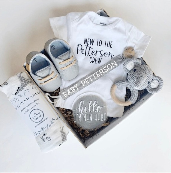 Gender Neutral Baby Shower Gift Box - Grey Elephant