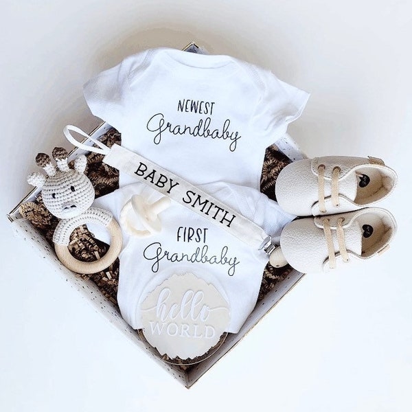 Grandparent Pregnancy Announcement Gift Box, Personalized Baby Announcement, First Grandchild, newest grandbaby, promoted to grandma grandpa