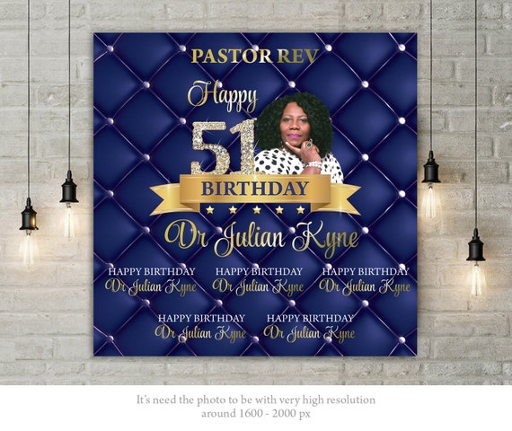 50th Birthday Party Backdrop Royal Blue Party Decor Navy Blue Etsy