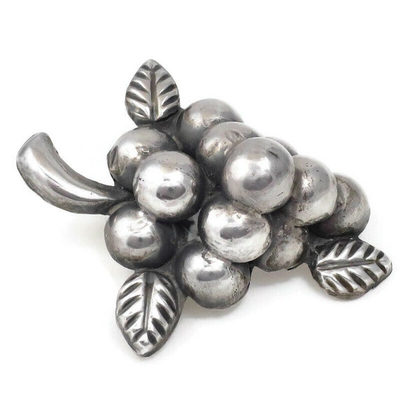 1950s Mexico Sterling Silver Grape Cluster brooch