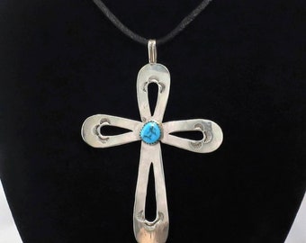 Annie Chapo Navajo Sterling Turquoise Nugget Cross