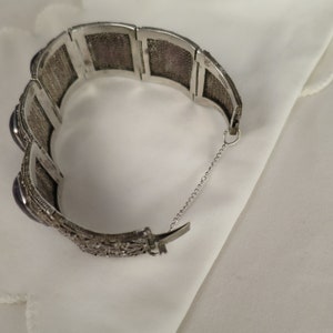 Antique floral Chinese export silver filigree amethyst bracelet image 3