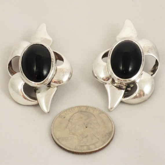 Classic 1980 Charles Krypell Sterling and Onyx Cl… - image 2