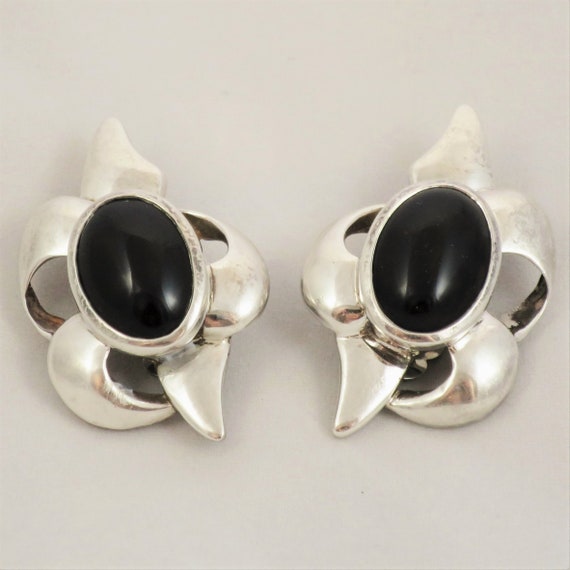 Classic 1980 Charles Krypell Sterling and Onyx Cl… - image 1
