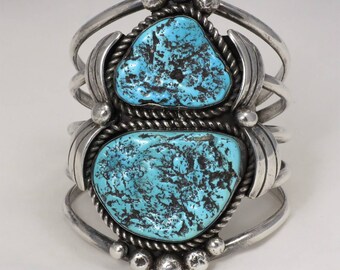 Southwestern Native Style Turquoise and Sterling Statement Cuff