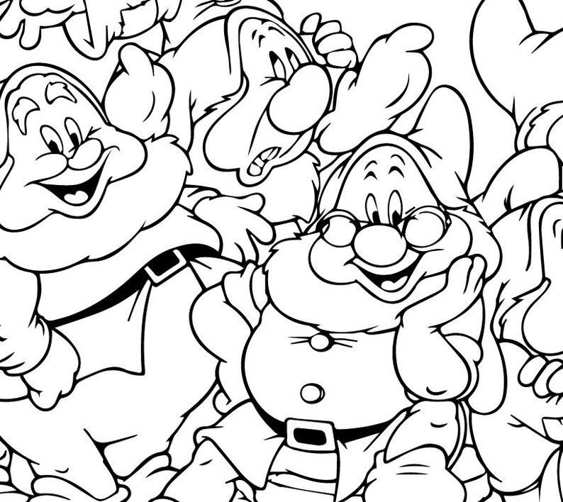 Download 7 Seven Dwarfs Outline Bundle SVG Eps Dxf Snow White and ...