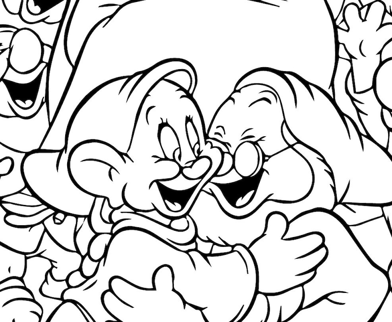 7 Seven Dwarfs Outline Bundle SVG Eps Dxf Snow White and ...