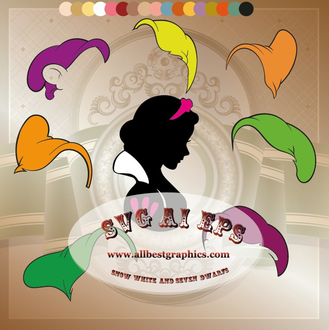 7 Seven Dwarfs Hats clipart Snow White and The Seven Dwarfs Etsy