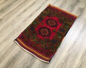 2 1x3 5 ft. Small red rug small vintage rug small area rug small entry rug door mat rug