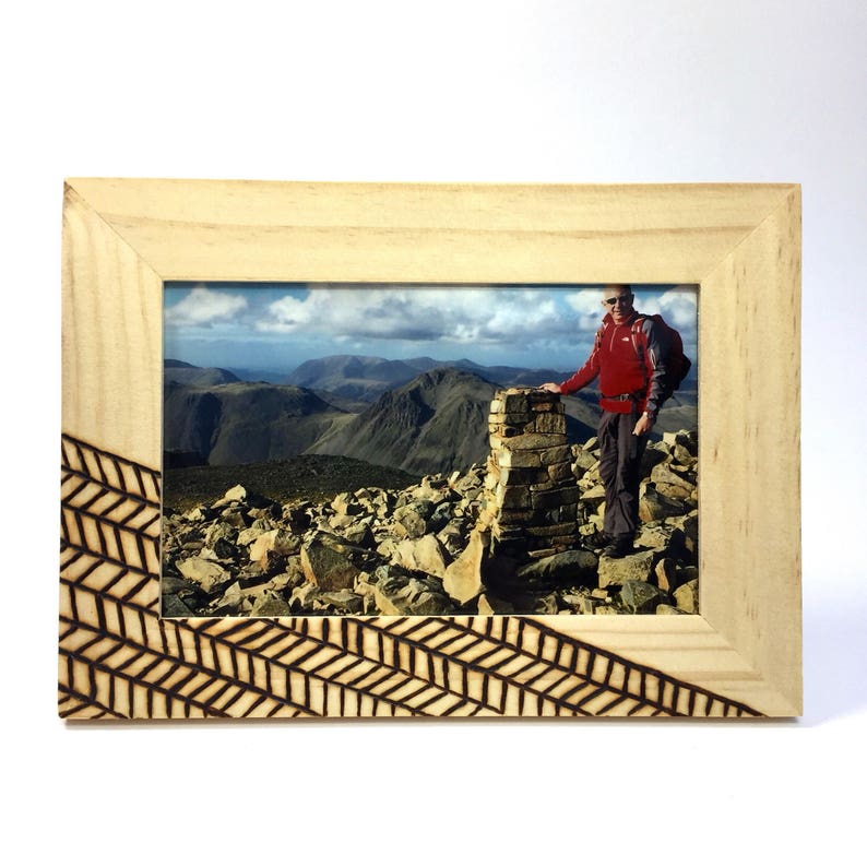 Decorative Engraved Photo Frame Wood Burned Picture 6 X 4 Wooden Pyrography Rustic Home Decor Hygge