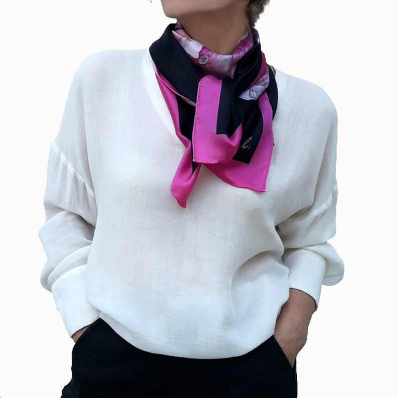 2019 Elegent Women Large Square Silk Scarf Printed,110*110cm Fashion Spring And Autumn Pink And 