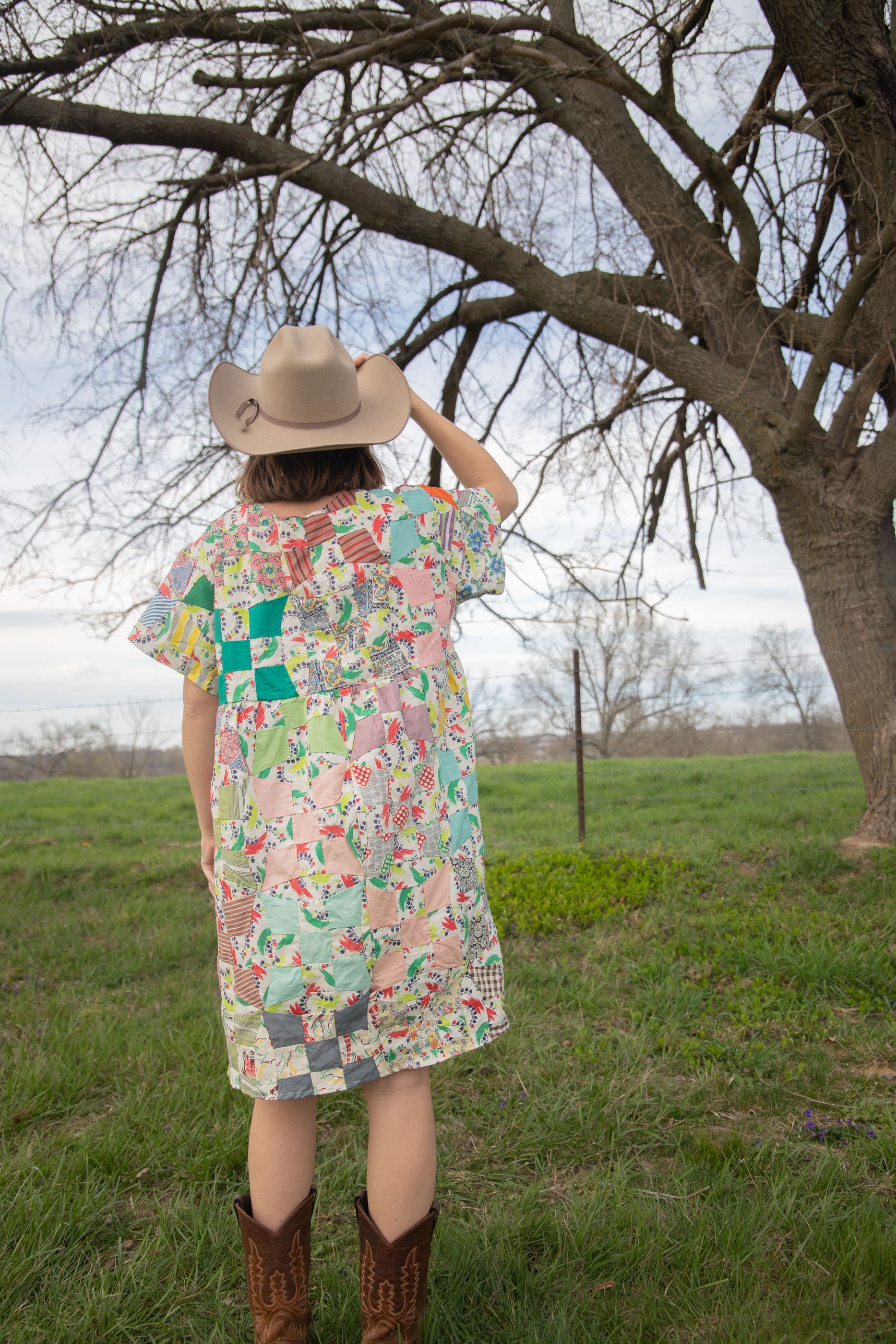 I made a summery patchwork dress! Self drafted and lined