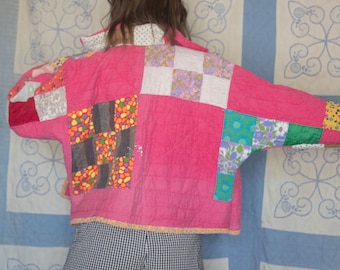 Retro Pink Quilt Coat