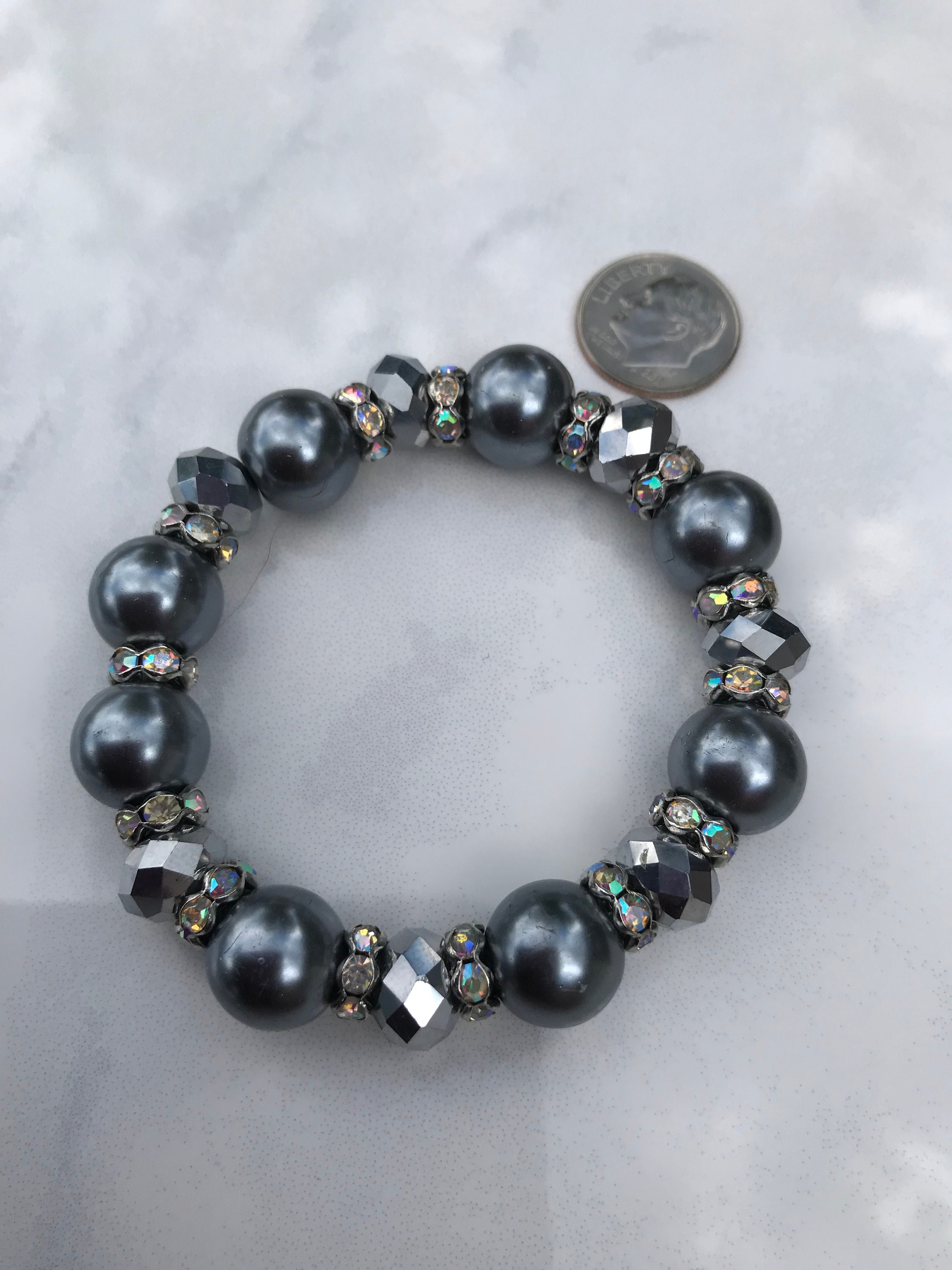 7' Dark Gray beads along with mirrored and reflective gray Etsy
