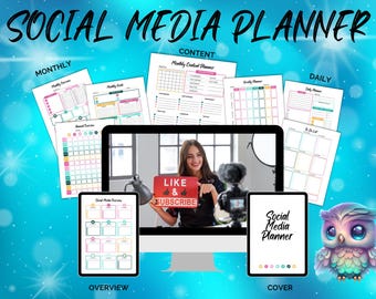 Social Media Planner Printable Canva Digital Planner Social Media Content Planner Social Media Manager Posting Schedule Planner Printable