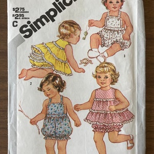 Vintage sewing pattern, Simplicity 5956, toddler size 18 months, cute pattern for babies, partly cut