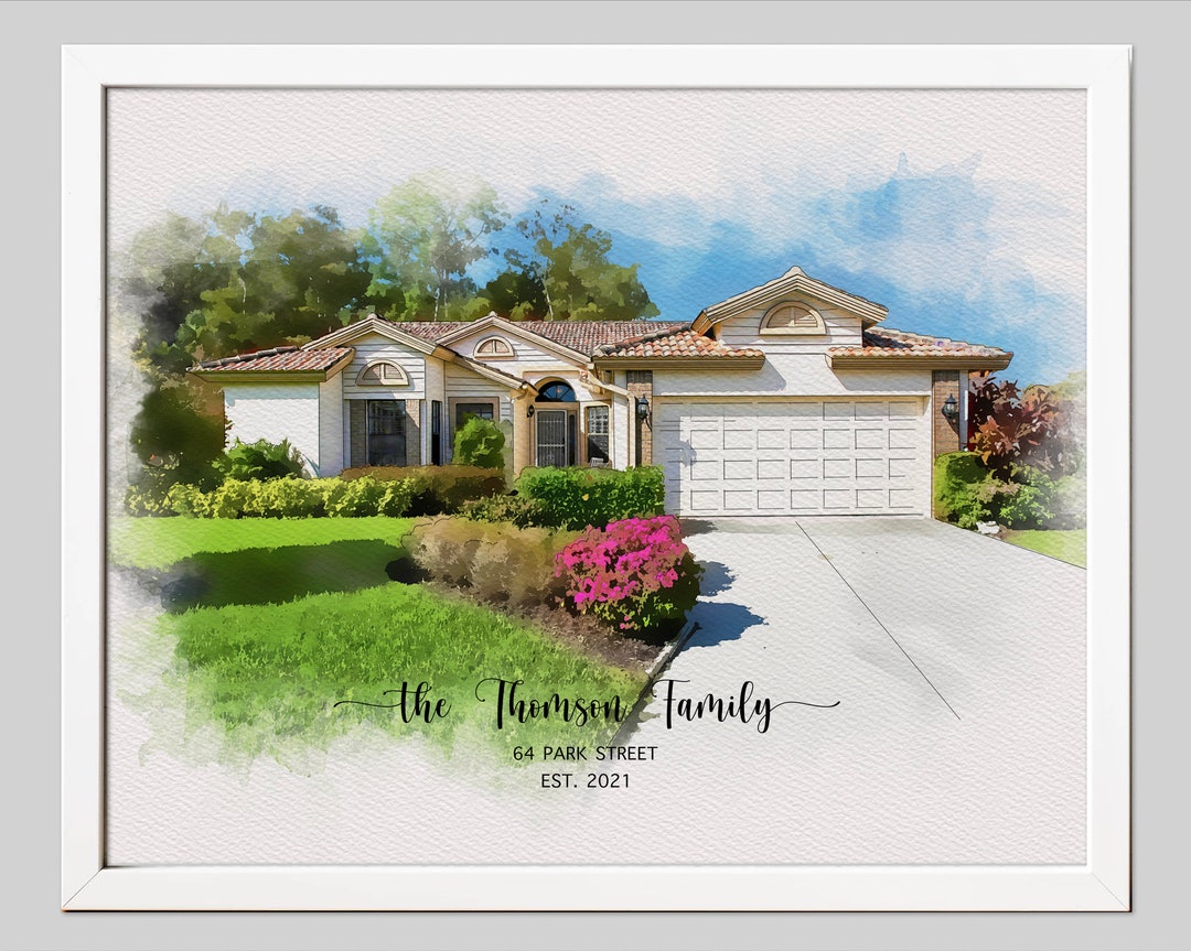 Personalized Watercolor House Portrait, Christmas Gift, Home Portrait ...