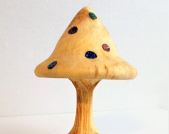 Mushroom Art, Wood Mushroom, Mushroom Collectible, Hippy Gift, Mother's Day Gift, Gift for Stoner, Psychedelic Decor, Magic Mushroom Art