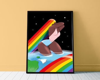 GAIA - A3 art print - Goddess of love and acceptance - statement piece LGBTQ+ rainbow POC
