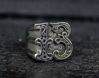 Lucky 13 Silberring, Lucky 13 Ring, handgemachter Silberring, Biker Geschenk, Biker Ring, Vater Geschenk, Punk Rock Geschenk, Ehemann Geschenk, Kult