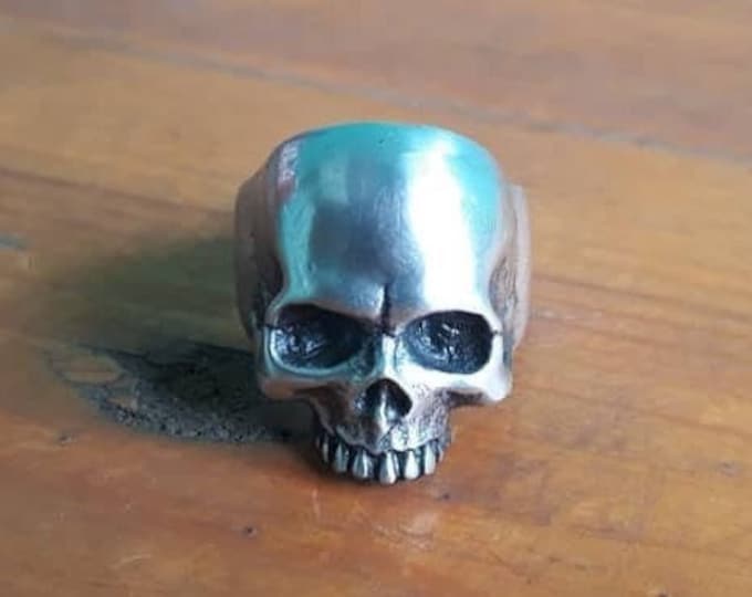 Small jawless pewter skull ring, handmade lead free pewter skull rings, perfect Christmas gift for your loved ones