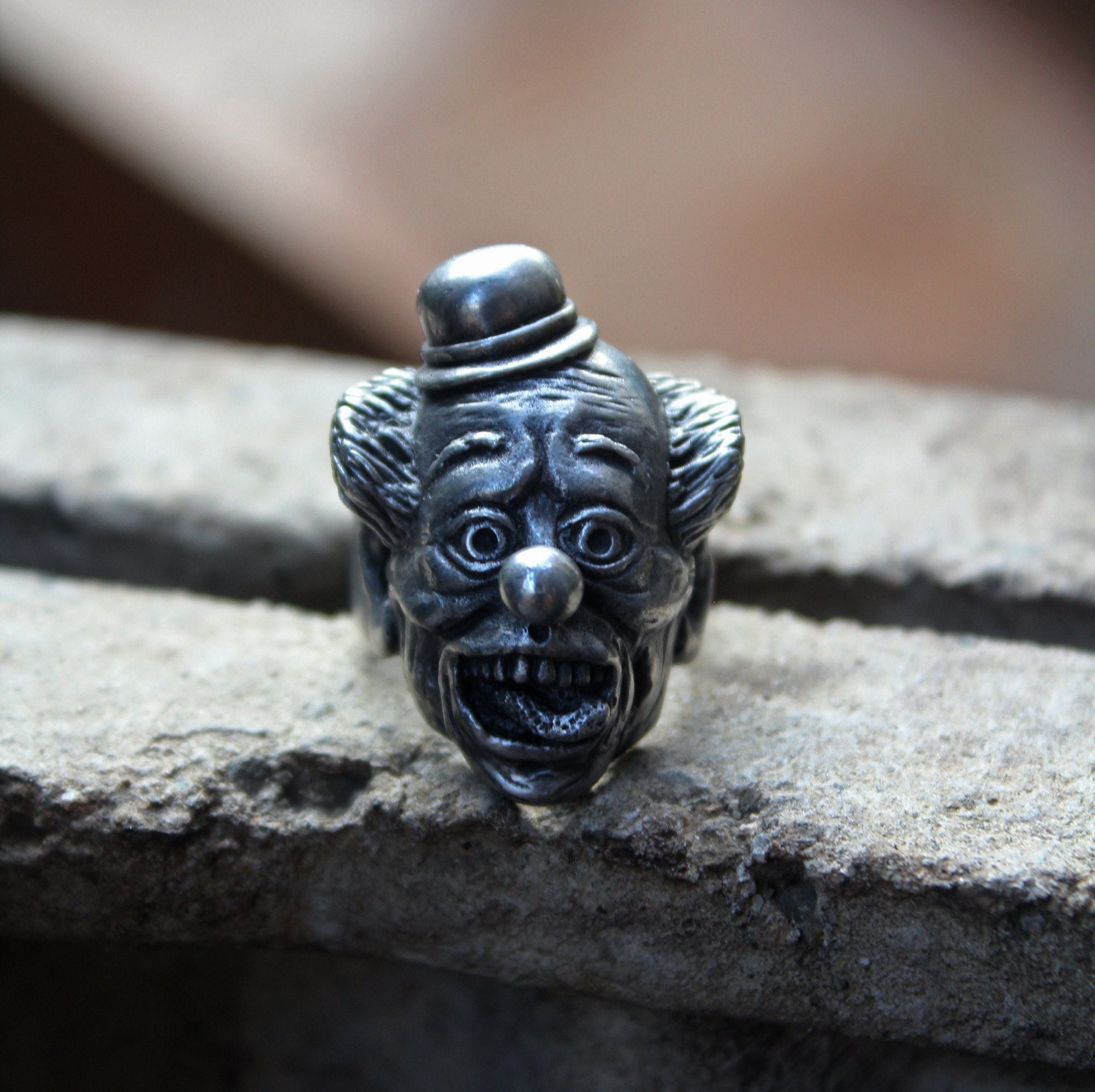 Creepy Rin Creepy Clown Scary Killer Ring, Handmade Lead Free Pewter Ring, Perfect ...