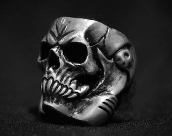 Storm Trooper skull ring, handmade lead free pewter ring, perfect halloween gift for your loved ones