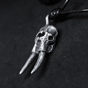 Mammoth prehistoric elephant skull tusk pendant, handmade pewter, brass and sterling silver pendants, perfect gift for your loved ones