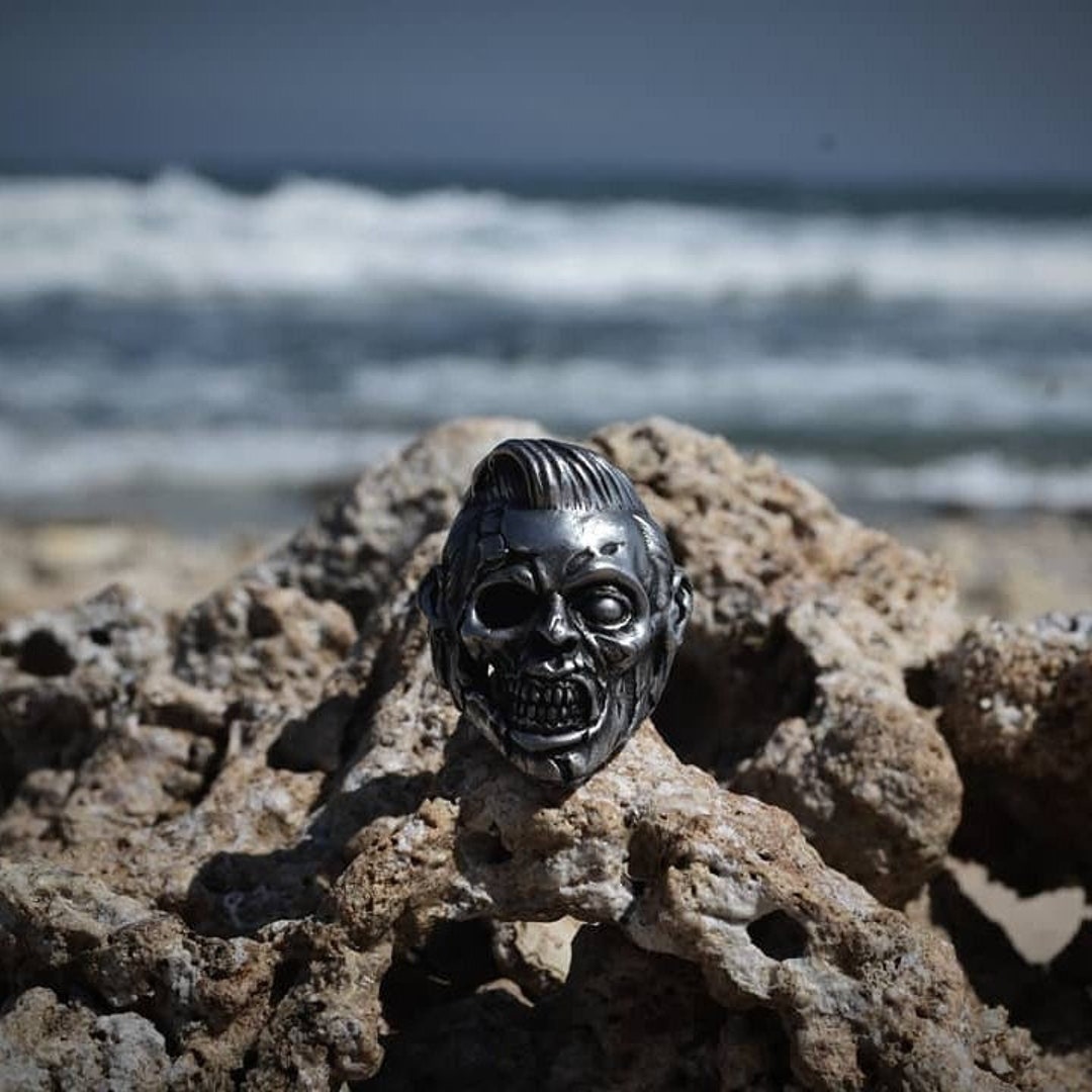 Zombie X Ringer Slick Back Rockabilly Zombie Ring, Handmade Lead Free Pewter Ring ...