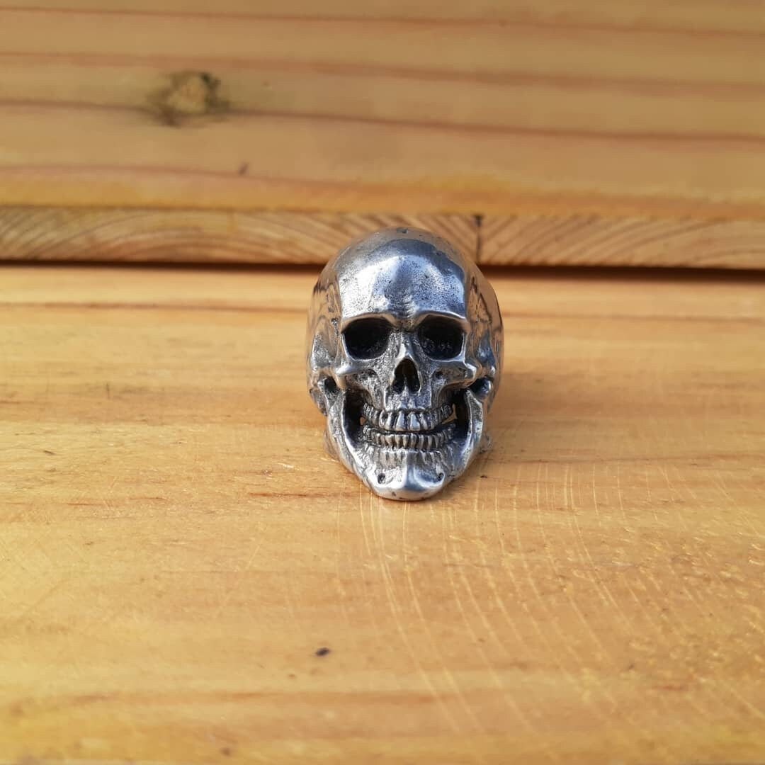 Human Anatomical Skull Ring, Handmade Lead Free Pewter Skull Rings, Perfect Halloween Gift for