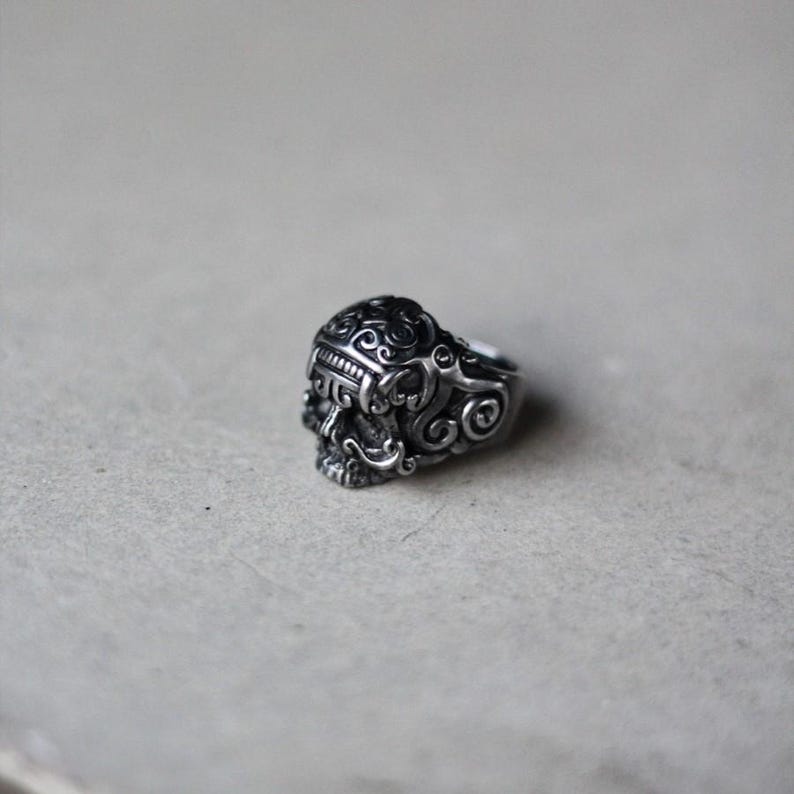 Handmade Balinese Barong Style Ethnic Bali Jawless Skull Ring ...