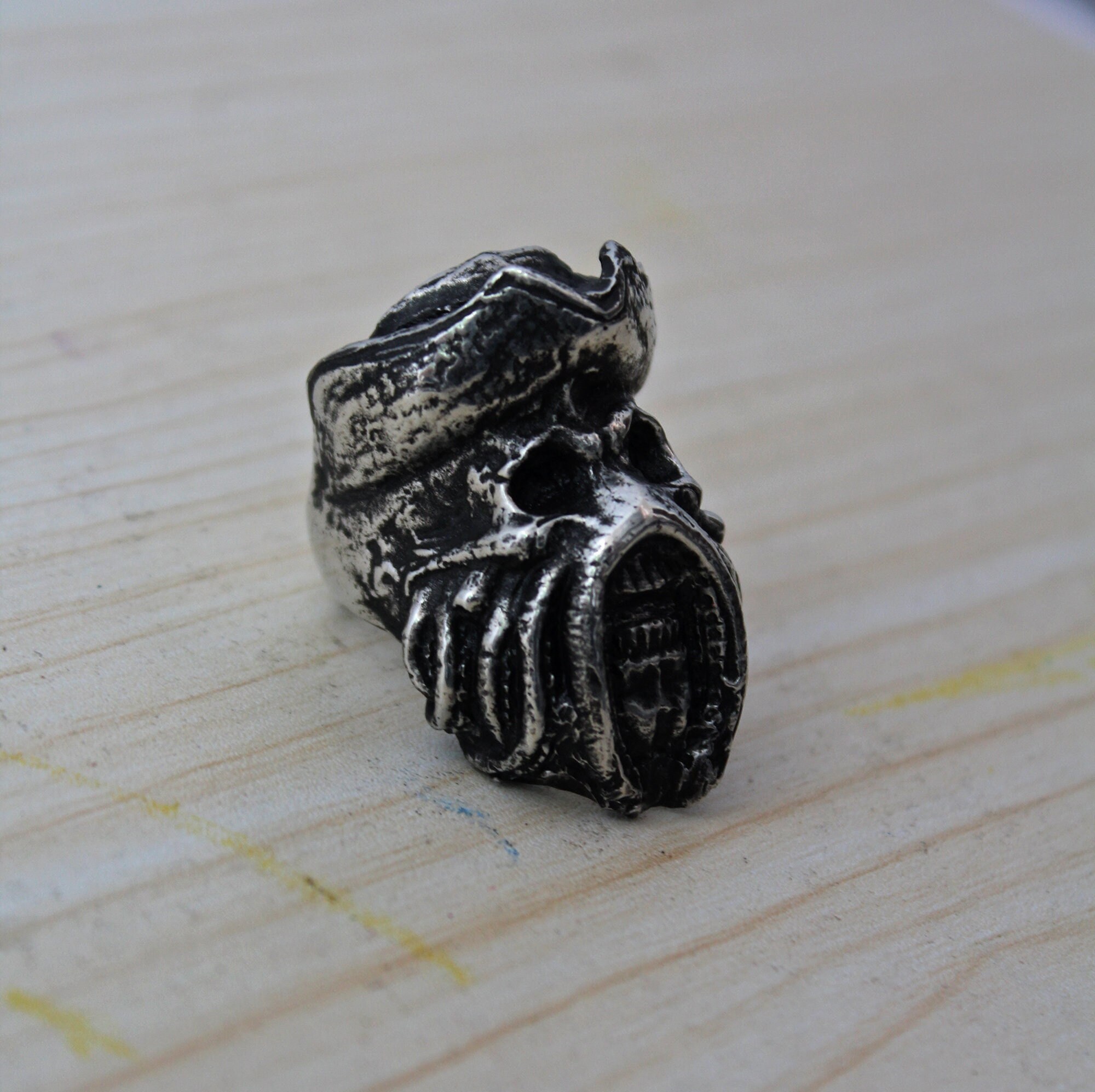 Bague tête de mort Davy Jones, bagues tête de mort pirate, bague