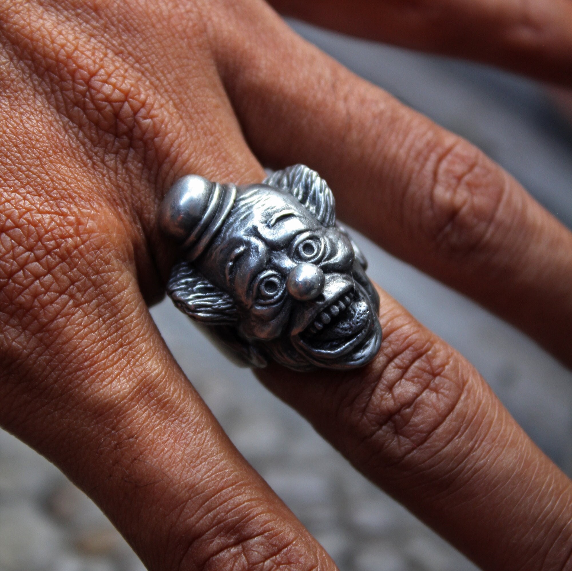 Creepy Rin Creepy Clown Scary Killer Ring, Handmade Lead Free Pewter Ring, Perfect ...